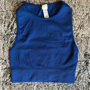 Blue Ribbed Crop Top